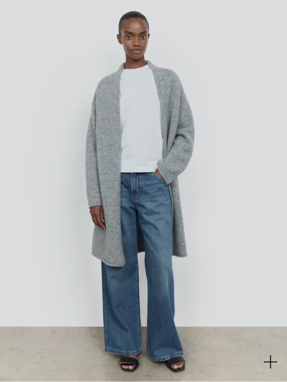 440me-Alpaca Long Sleeve Open Front Cardigan
